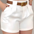 Short Feminino Alfaiataria Social com Cinto Cintura Alta-PROMOÇÃO