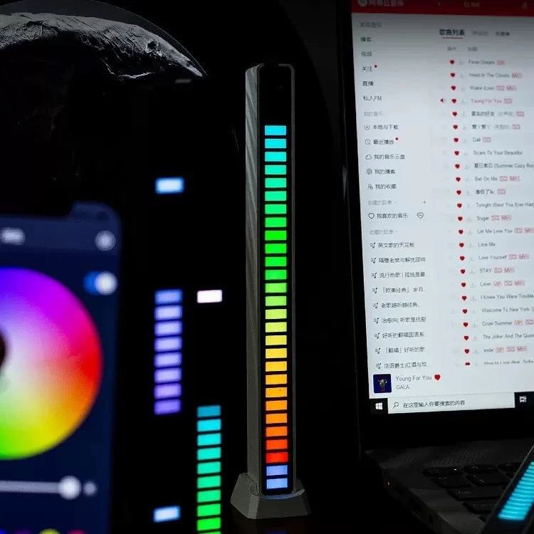 Barra de Led Rítmica Rgb Captação Ativadas Por Voz Com Luz Inteligente Gamer Pc Tv Som Automotivo/Bata com a música -Y10096