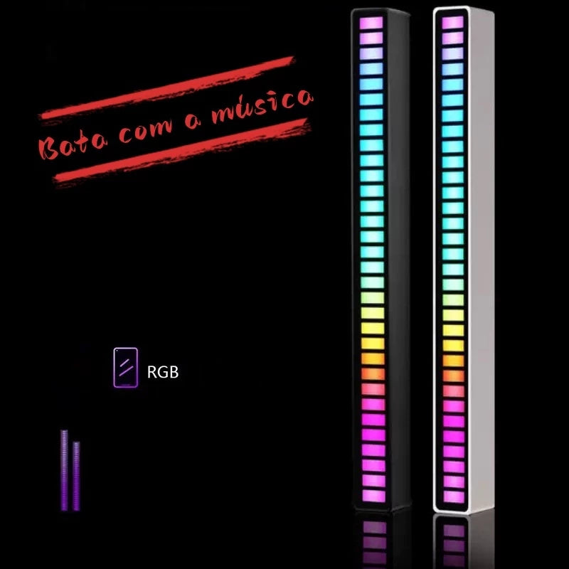 Barra de Led Rítmica Rgb Captação Ativadas Por Voz Com Luz Inteligente Gamer Pc Tv Som Automotivo/Bata com a música -Y10096