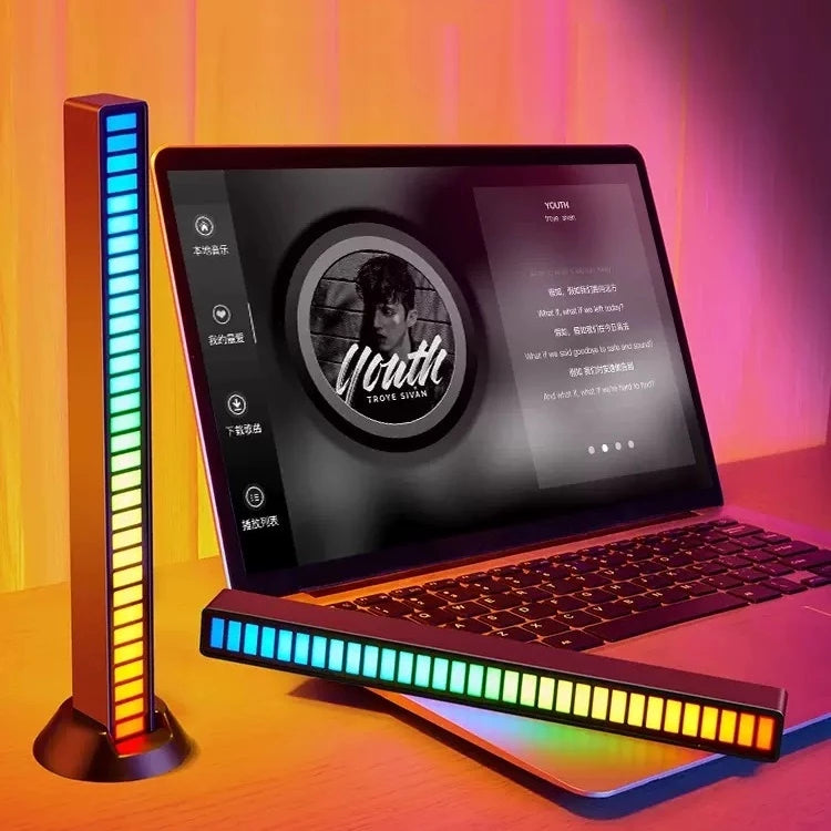 Barra de Led Rítmica Rgb Captação Ativadas Por Voz Com Luz Inteligente Gamer Pc Tv Som Automotivo/Bata com a música -Y10096